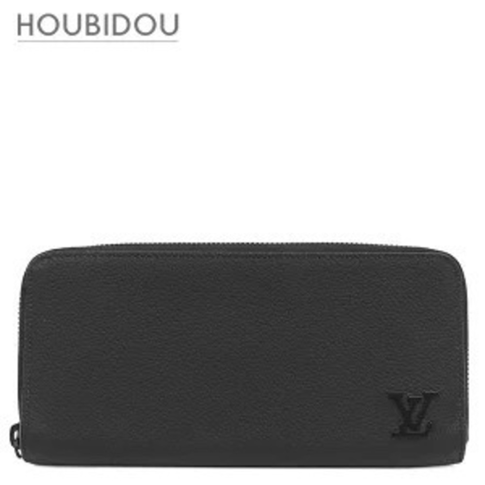 Louis Vuitton Zippy Wallet Horizontal Leather Long Black Matte Round Zipper